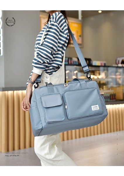 Unisex Mavi Önü Cepli Uzun Askılı Seyahat Fitnes ve Spor Çantası (Yurt Dışından) fırsatları