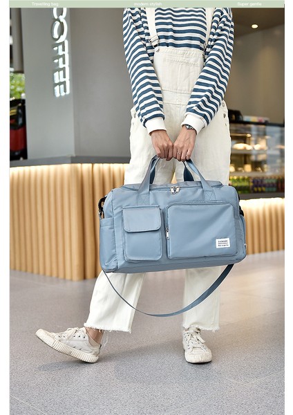 Unisex Mavi Önü Cepli Uzun Askılı Seyahat Fitnes ve Spor Çantası (Yurt Dışından) indirimleri