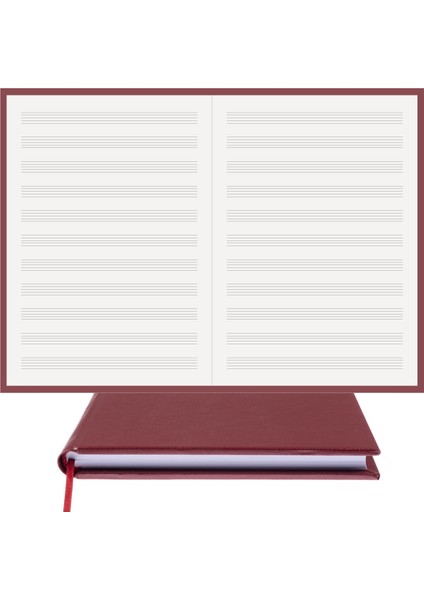 Piyano Nota Defteri - Sol Fa Anahtarlı - %100 El Yapımı, El Dikişi (İplik Dikiş) 1. Sınıf Termo Deri Ciltli Defter A/4 Bordo