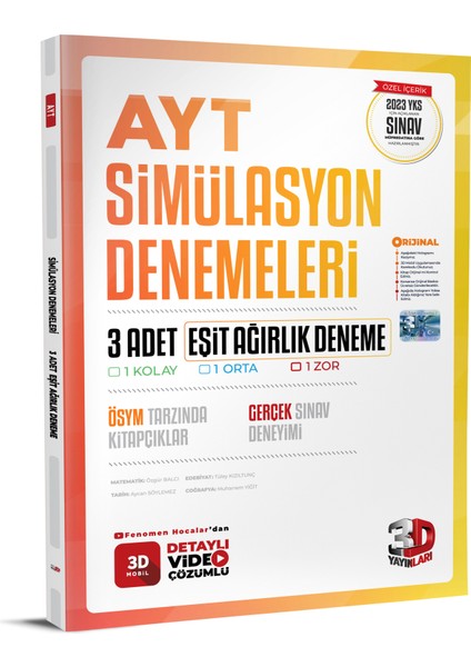 YKS AYT Eşit Ağırlık 3'lü Deneme Sınavı