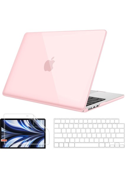 Apple MacBook Air 13.6 Inç 2022 M2 Çip A2681 Uyumlu Kılıf Parlak-Şeffaf Klavye Kılıfı-Film