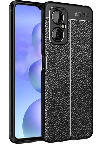 Xiaomi Redmi Note 11R Leather Serisi Deri Efekt Silikon Kılıf - Siyah AL3337