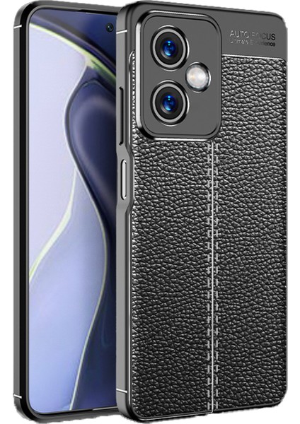 Xiaomi Redmi Note 12 (Çin Versiyon) Leather Serisi Deri Efekt Silikon Kılıf - Siyah AL3337