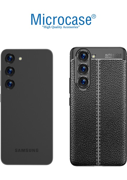 Samsung Galaxy S23 Plus Leather Serisi Deri Efekt Silikon Kılıf - Siyah AL3337
