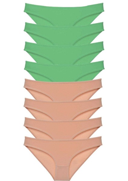 8 adet Süper Eko Set Likralı Kadın Slip Külot Yeşil Ten