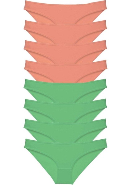 8 adet Eko Set Likralı Kadın Slip Külot Pudra Yeşil