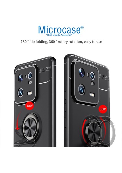 Xiaomi 13 (Global) Focus Serisi Yüzük Standlı Silikon Kılıf - Siyah AL3363