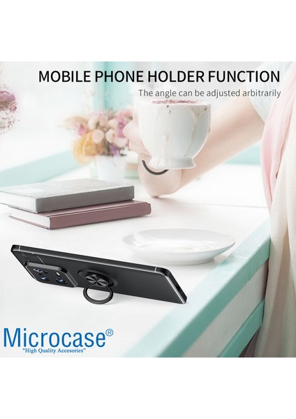 Xiaomi 13 (Global) Focus Serisi Yüzük Standlı Silikon Kılıf - Siyah AL3363