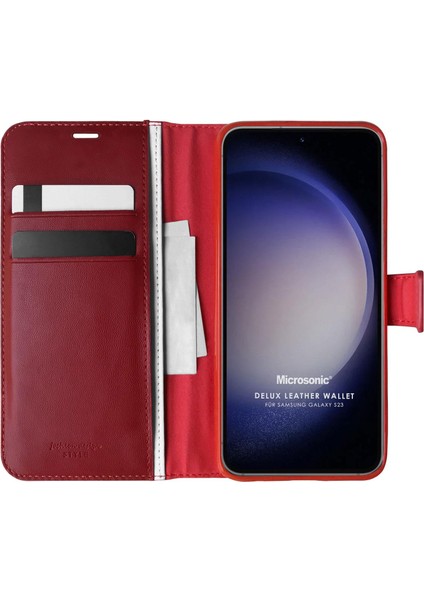 Samsung Galaxy S23 Kılıf Delux Leather Wallet Kırmızı