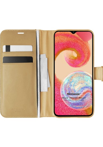 Samsung Galaxy A04E Kılıf Delux Leather Wallet Gold