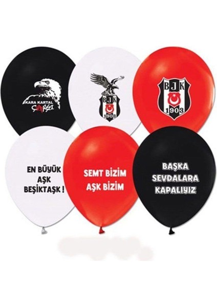 LBS7924 2+1 Beşiktaş Baskılı Balon 12 Inç 8'li -Balonevi
