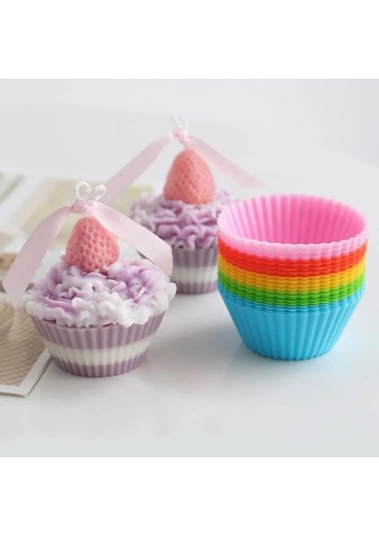 Dream Butik Renkli Silikon Yeniden Kullanılabilir Cupcake Muffin Kabı