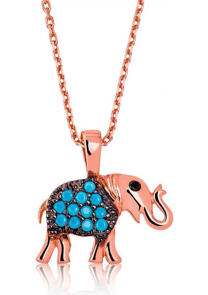 Gümüş Mavi Fil Kadın Kolye