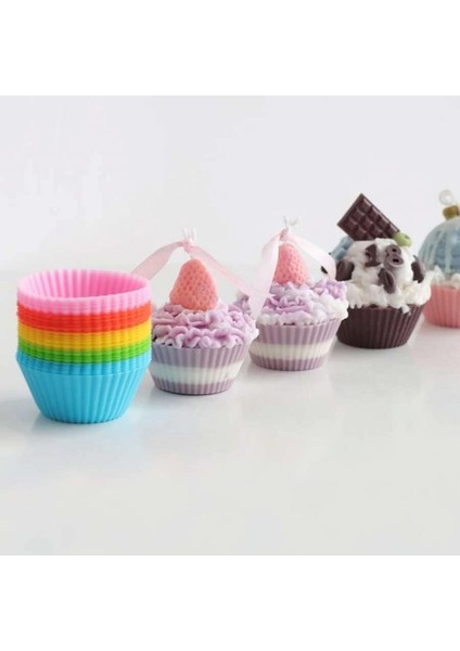 Dream Butik Renkli Silikon Yeniden Kullanılabilir Cupcake Muffin Kabı