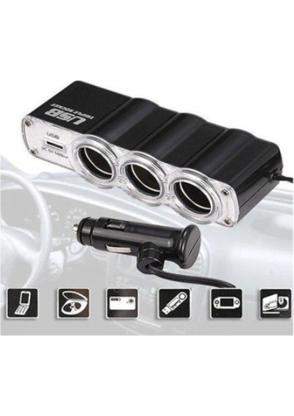 Oto Çakmak Çoklayıcı Çoğaltıcı Soketi USB Çakmaklık