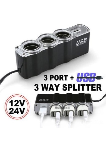 Oto Çakmak Çoklayıcı Çoğaltıcı Soketi USB Çakmaklık