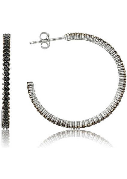 Gümüş Tamtur Siyah Taşlı Küpe