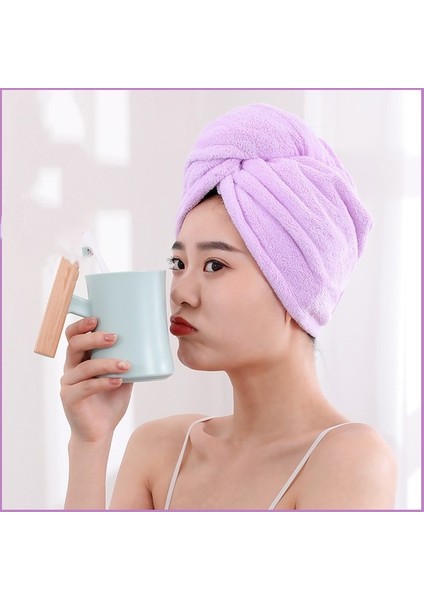 Saç Havlu Kadın Kızın Sihirli Mikrofiber Duş Kuru Saç Kap Banyo Şapkaları Banyo Hızlı Kuruyan Yumuşak Bayan Türban Kafa (Yurt Dışından)