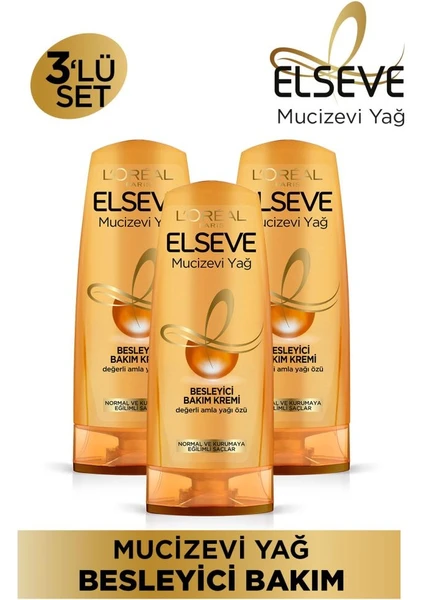 L'Oréal Paris Elseve 6 Mucizevi Yağ Besleyici Bakım Kremi 360 ml 3'lü Set 