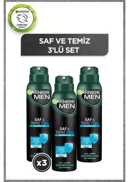 Garnier 3'lü Men Saf ve Temiz Aerosol seti