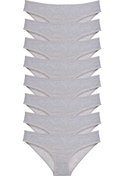 8 adet Süper Eko Set Likralı Kadın Slip Külot Gri