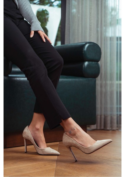 Vanessa Ten Süet Sivri Burun Kadın Stiletto