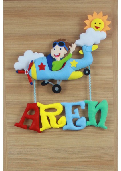Aren Isimli Uçak Erkek Bedek Odası Kapı Süsü