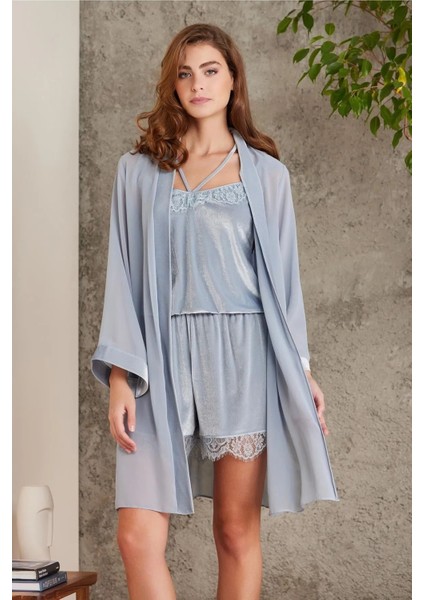 4800 Kadın Dantelli Kadife Tulum Sabahlık Takım-Mist fiyatları