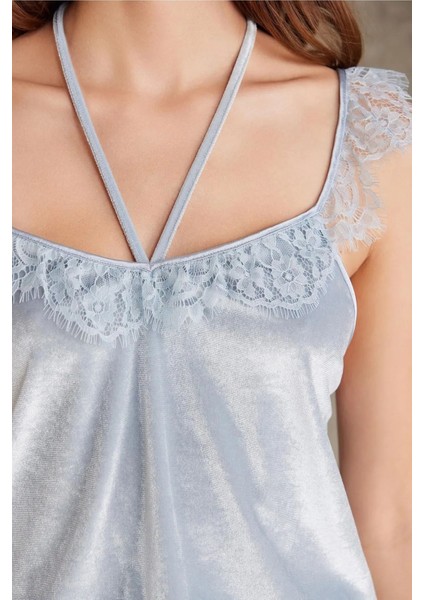 4800 Kadın Dantelli Kadife Tulum Sabahlık Takım-Mist indirimleri