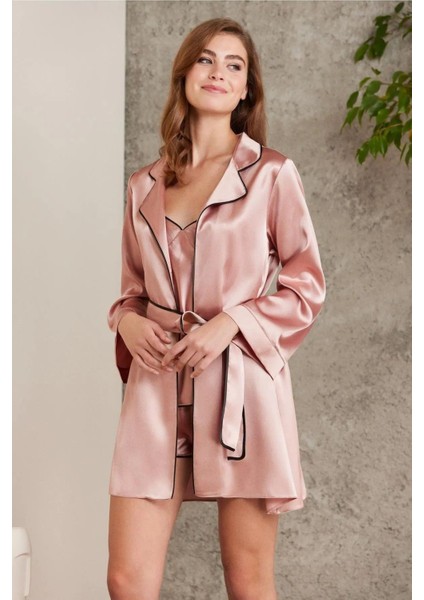 Pierre Cardin 7200 Kadın Saten 4'lü Çeyiz Seti-Brandy