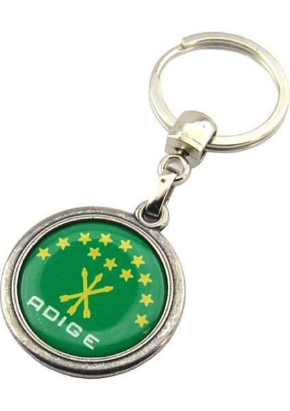 Adige Çerkes Bayrak Yuvarlak Damla Anahtarlık
