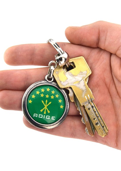 Adige Çerkes Bayrak Yuvarlak Damla Anahtarlık fiyatları