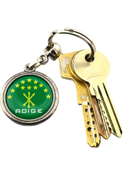 Adige Çerkes Bayrak Yuvarlak Damla Anahtarlık modelleri
