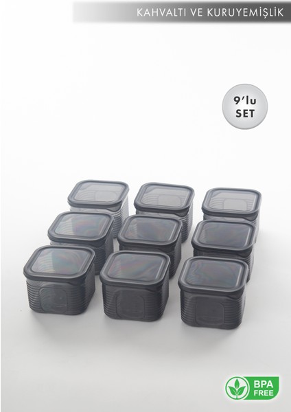 Aes Home Erzak Saklama Kabı Sızdırmaz Kapak 9'lu Set Füme