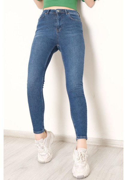 Dar Paça Kot Pantolon Mavi