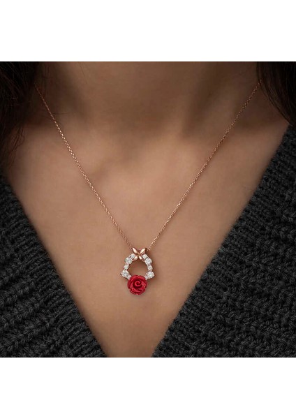 ​​Gümüş Rose Kırmızı Gül Kolye fiyatları
