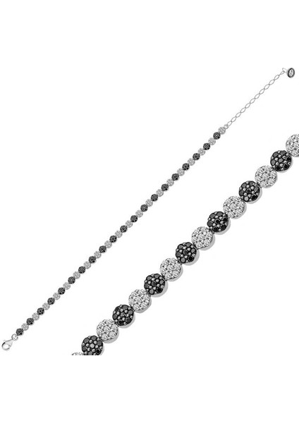 ​Gümüş Siyah Beyaz Su Yolu Bayan Bileklik