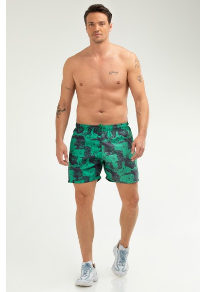Yeşil Regular Fit Düz Fermuarlı Cep Erkek Deniz Şortu - XE0123 indirimleri
