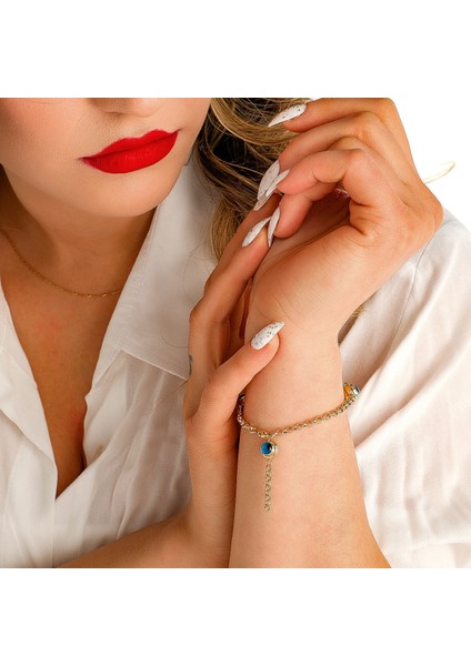 Kadın 14 Ayar Altın Nazar Göz Taşlı Bileklik fiyatları