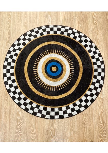 Damalı Desen Deri Taban Dekoratif Halı