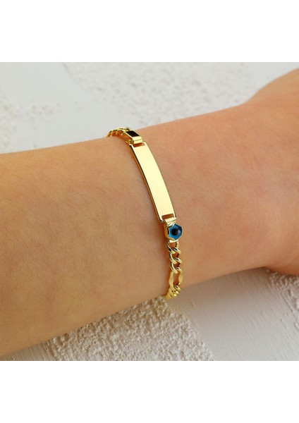 Çocuk 14 Ayar Altın Nazar Göz Taşlı Künye Bileklik fiyatları