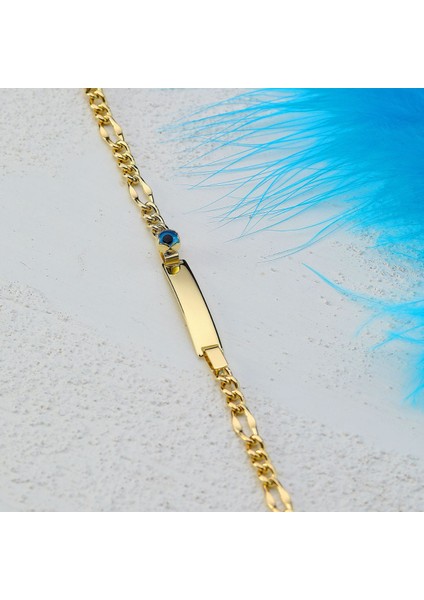 Çocuk 14 Ayar Altın Nazar Göz Taşlı Künye Bileklik indirimleri