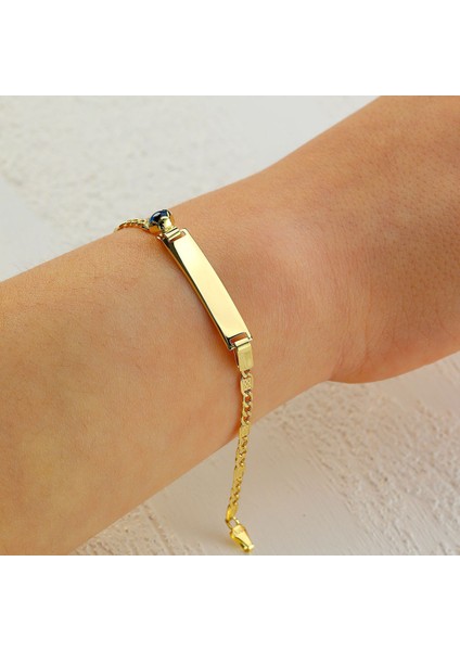 Çocuk 14 Ayar Altın Nazar Göz Taşlı Künye Bileklik fiyatları