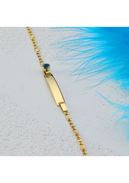 Çocuk 14 Ayar Altın Nazar Göz Taşlı Künye Bileklik indirimleri