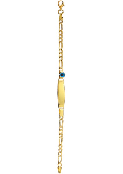 Çocuk 14 Ayar Altın Nazar Göz Taşlı Künye Bileklik