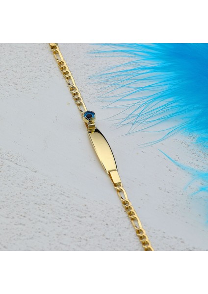 Çocuk 14 Ayar Altın Nazar Göz Taşlı Künye Bileklik indirimleri