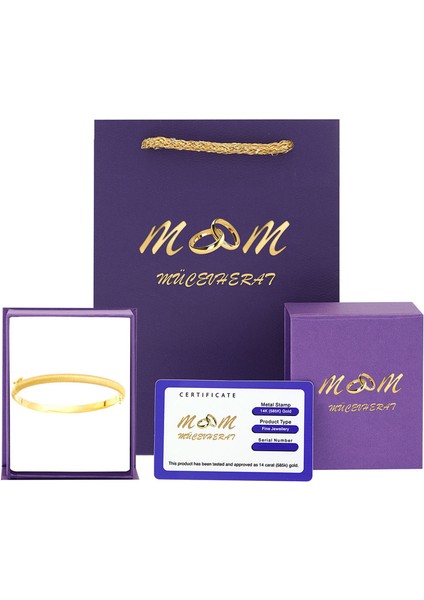 Kadın 14 Ayar Altın Simli Fantezi Kelepçe