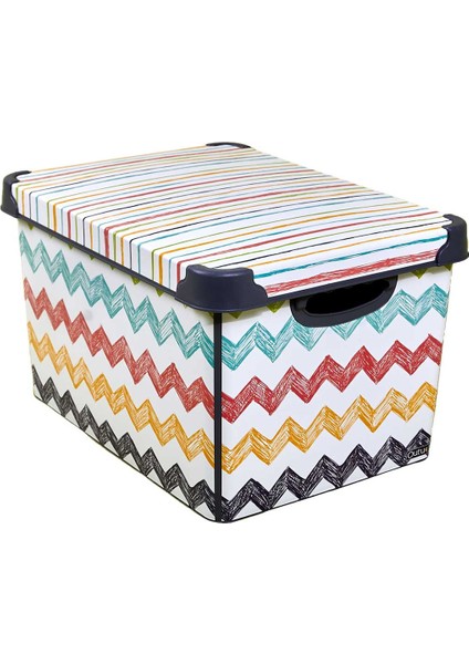 Style Box Colored Zigzag Plastik Dekoratif Kutu Seti - 2x 20 Litre