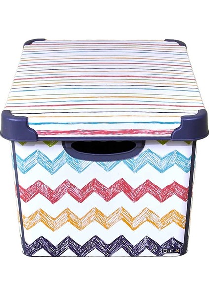 Style Box Colored Zigzag Plastik Dekoratif Kutu Seti - 2x 20 Litre