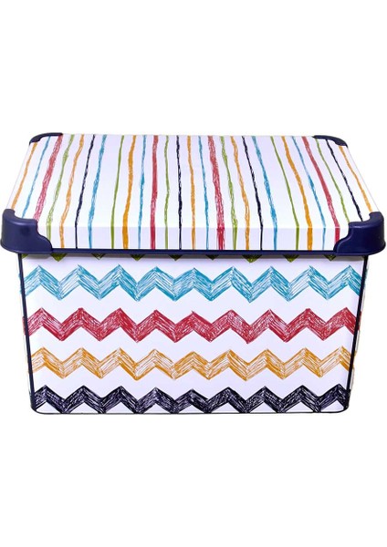 Style Box Colored Zigzag Oyuncak Saklama Kutusu - 20 Litre